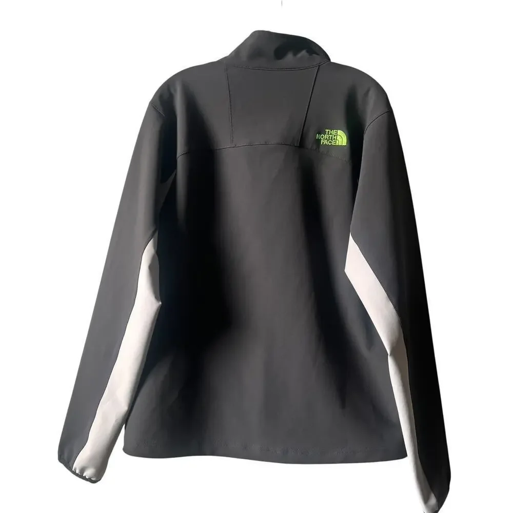 The North Face Jacket Mens Medium Charcoal/Gray WindWall Softshell Green Trim